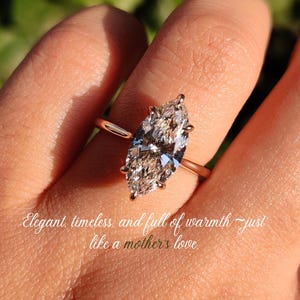 Anillo de compromiso de moissanita talla marquesa de 2,5 quilates, oro macizo de 14 quilates, solitario, engaste de seis puntas, anillo de pedida de mano, regalo de aniversario para ella.