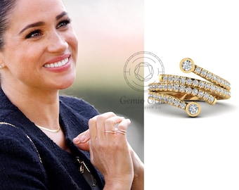 Meghan Markle Replica, CT Round Cut Moissanite Engagement Ring