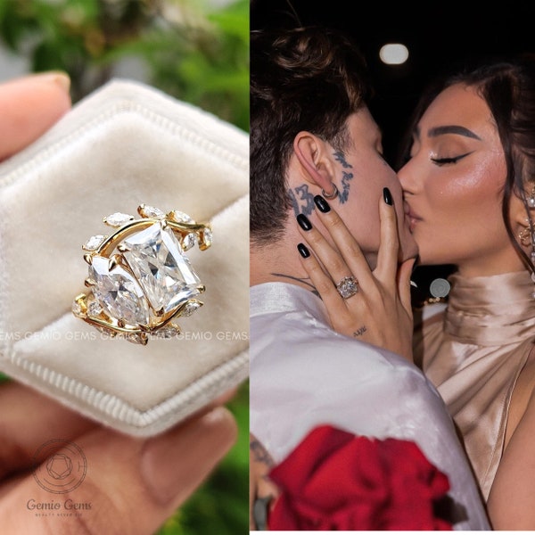 Replica Francesca Farago Ring, Celebrity Inspire Ring, Toi Et Moi Ring, Marquis And Radiant Cut Moissanite Engagement Ring, Ring For Women