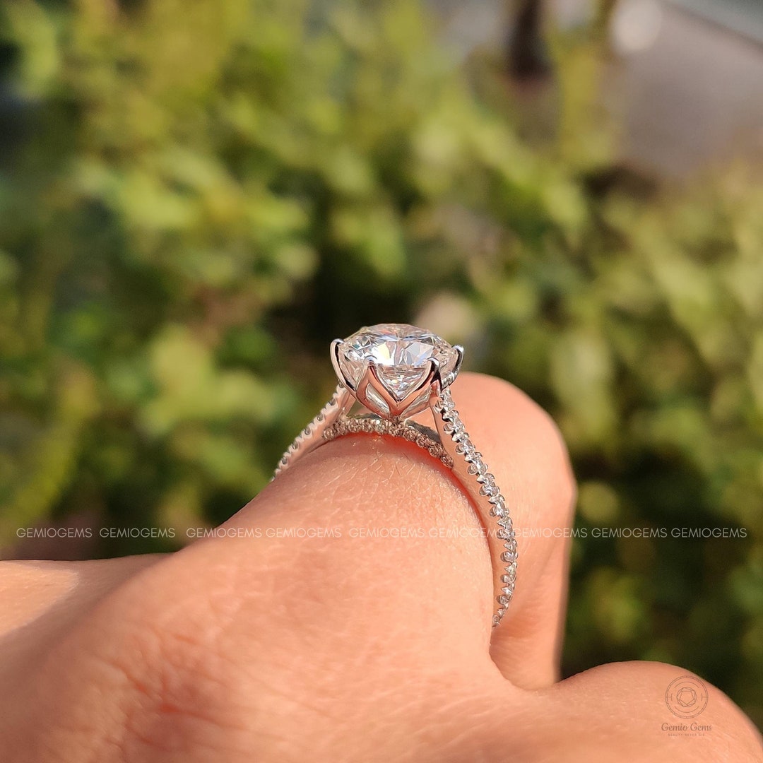 Round Diamond Engagement Ring Genuine Lab Grown Diamond Anniversary ...