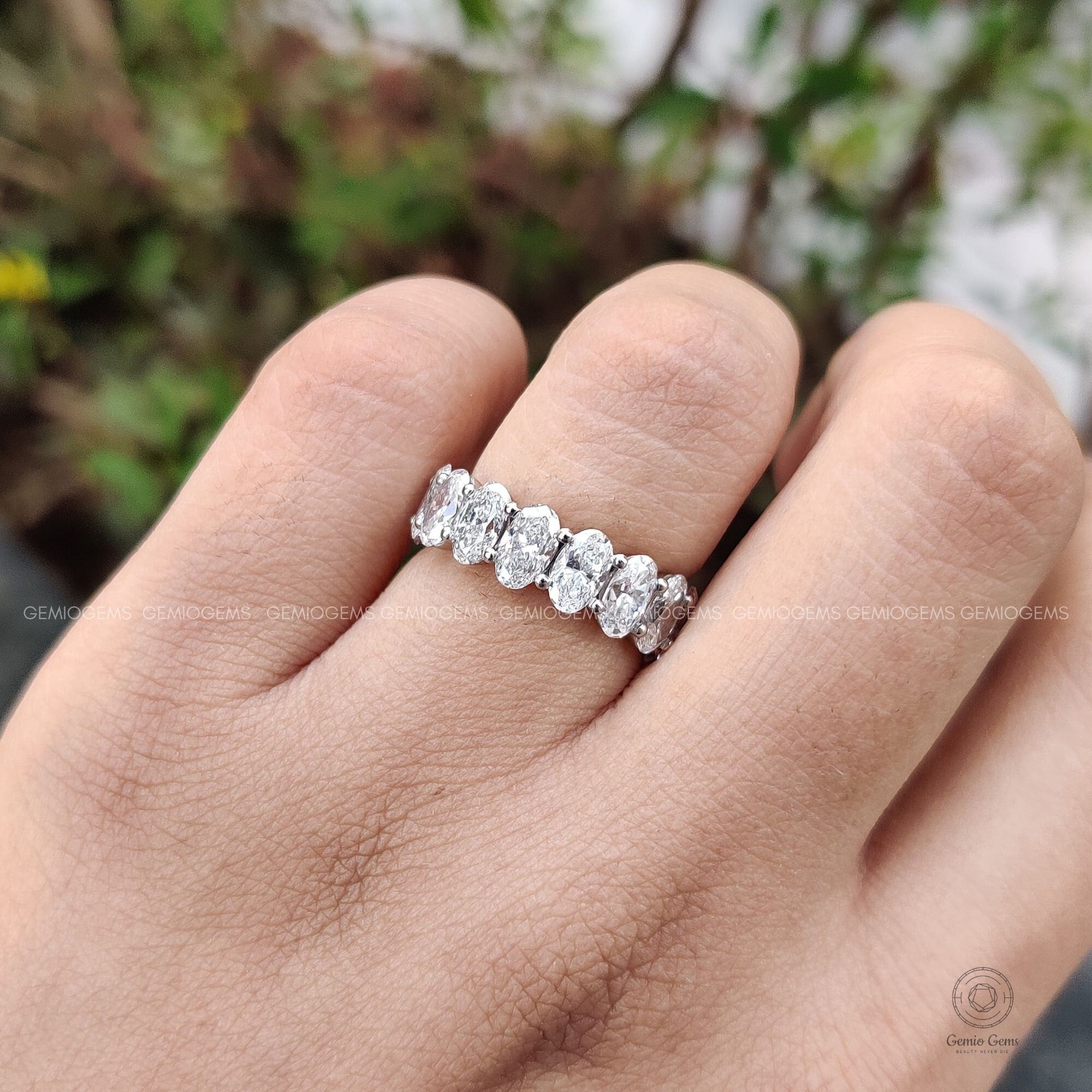 Diamond Ring Lab-Grown Diamond Band Ring 5-Stone 14K Gold