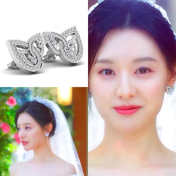 Kim Ji Won Queen of Tears Replica Wedding Earrings Korean Celebrity Inspired Earrings Moissanite Stud Earrings Teardrop Shape Earring Etsy Canada