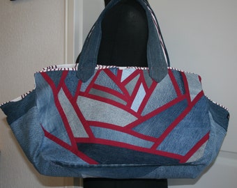 Robuuste gerecyclede tas XXL grote boodschappentas-hippie Boho tas, markttas-Tote tas, duurzaam Tote gerecycleerd materiaal, tas voor dames