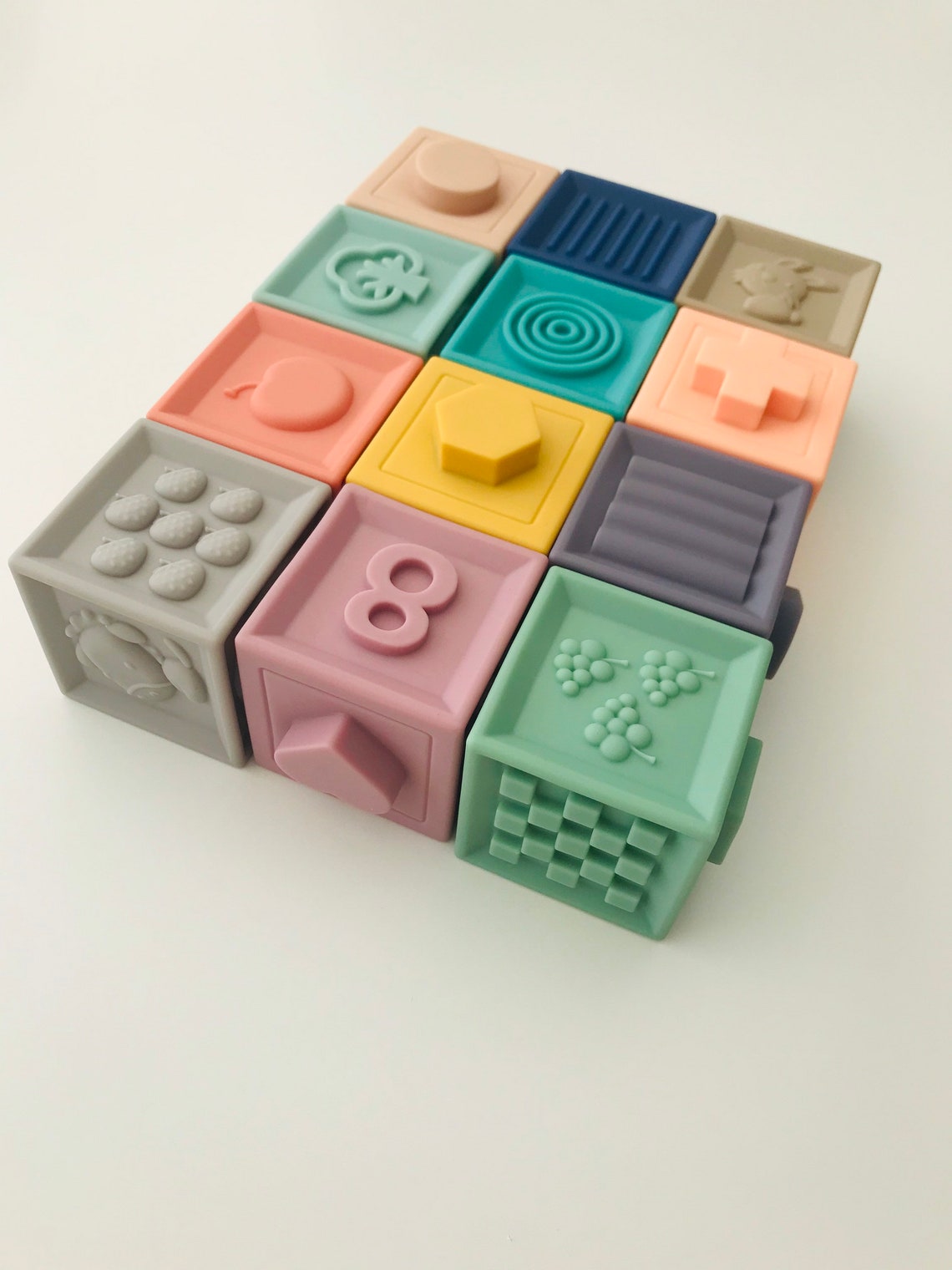 12 Sensory Stacking Blocks Baby Toys Baby Shower Gifts Etsy