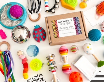 CREATE YOUR OWN Baby Sensory Box | Baby Toys for Sensory Development | Scarves, Ribbon Ring, Maracas, Foil etc - Unrivalled Selection