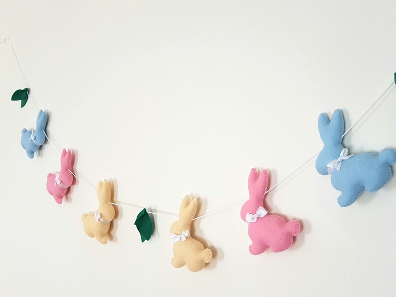 Felt Easter Garland, Bunny Garland, Easter Mantel Decor - Etsy