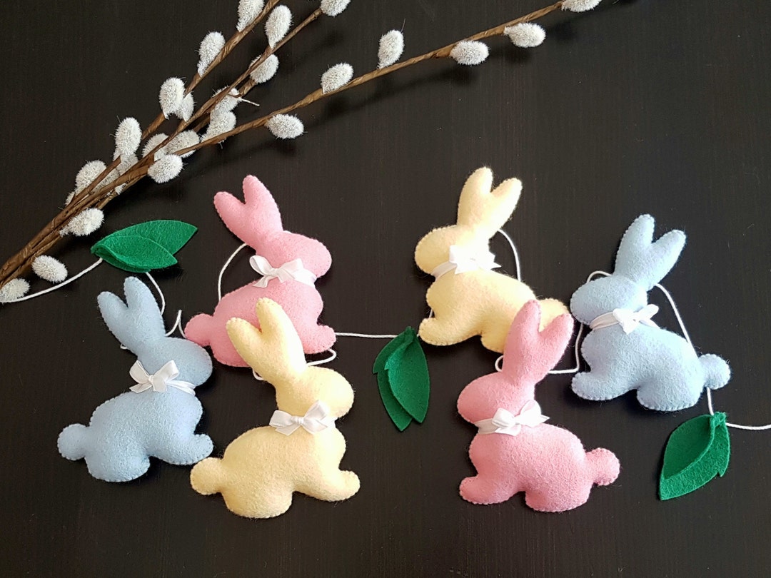 Felt Easter Garland, Bunny Garland, Easter Mantel Decor - Etsy