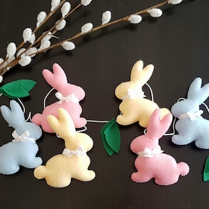 Felt Easter Garland, Bunny Garland, Easter Mantel Decor