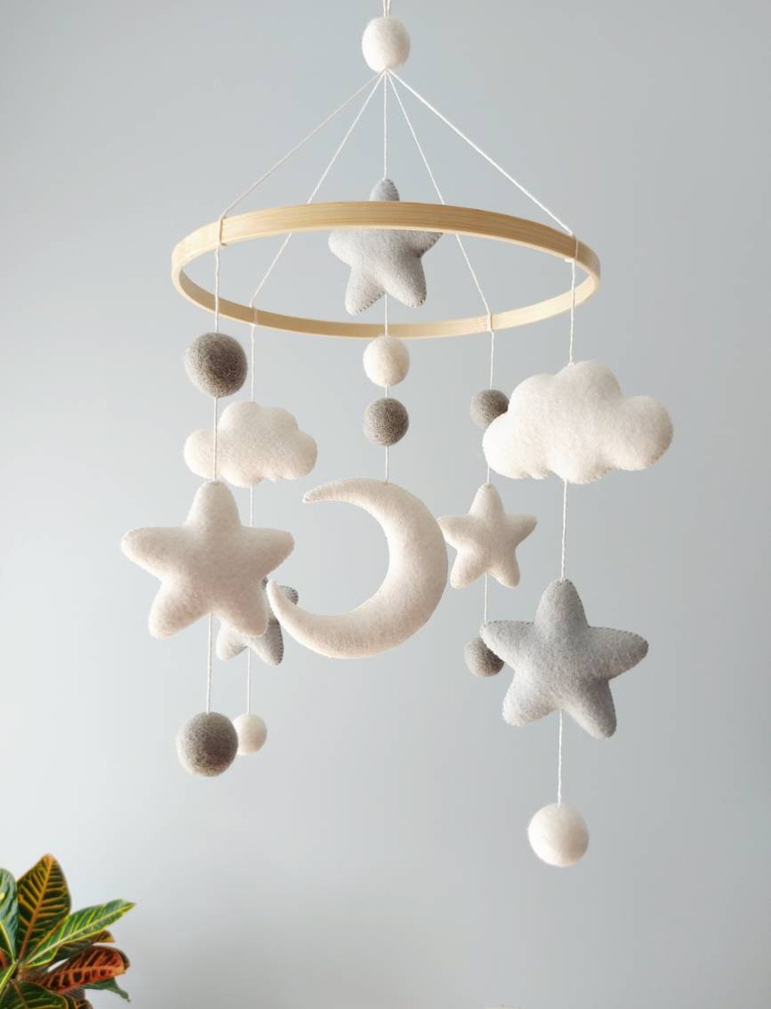 Gender Neutral Baby Crib Mobile Wool Balls Nursery Hanging - Etsy