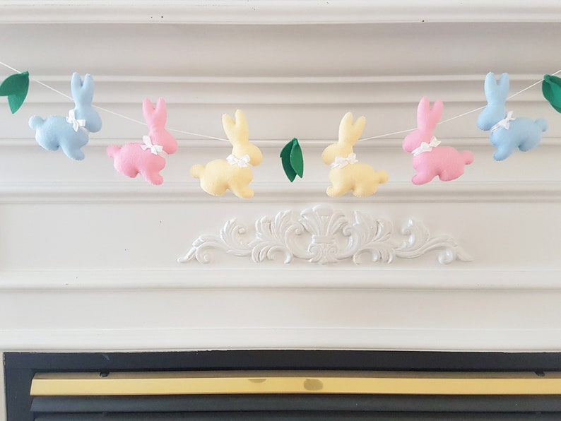 Felt Easter Garland, Bunny Garland, Easter Mantel Decor - Etsy