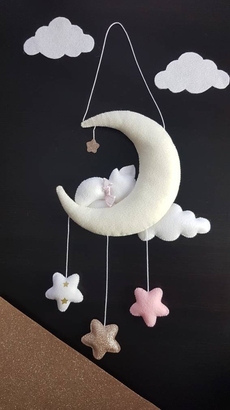 Felt Moon and Stars Mobile/ Personalized Baby Mobile/ Nursery Etsy