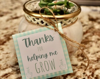 Teacher Appreciation Tag Thank You for Helping Us Grow This Year ...