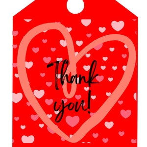 Valentine's Printable Thank You Tags - Etsy