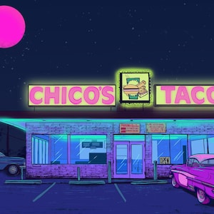 Stampa artistica digitale di Chico's Tacos