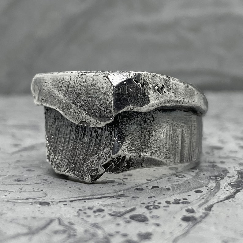 Chunky Silver Ring From Handwriting Jewelry for Men Modern | Etsy