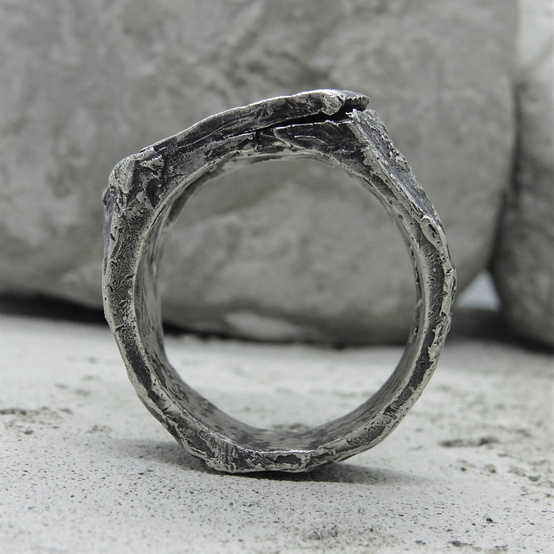 CRACK Ringbrutal Silver Cracked Ring for Men and Women. Rough Etsy