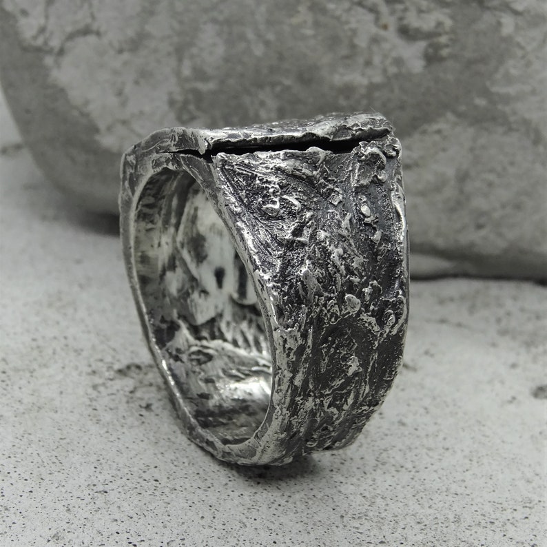 CRACK Ringbrutal Silver Cracked Ring for Men and Women. Rough Etsy