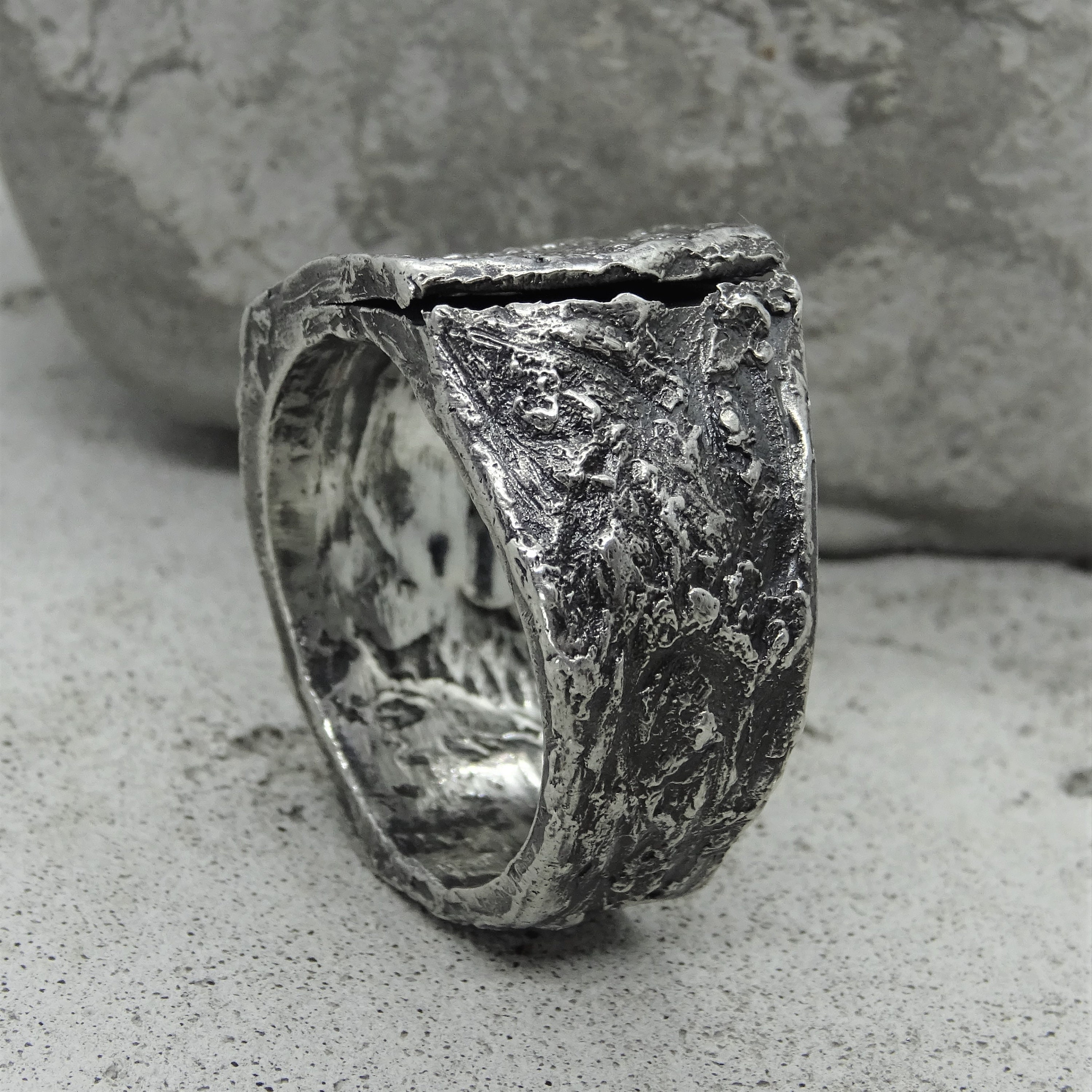 CRACK Ring-brutal Silver Cracked Ring for Men and Women. Rough - Etsy