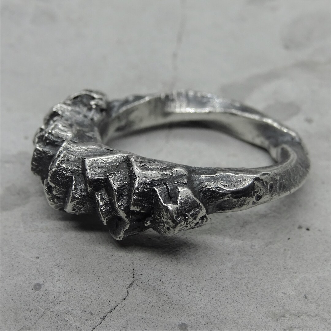 Basalt Ring-sorority Jewelry, Curved Oxidized Silver Basalt Ring-sorority Jewelry, Curved Oxidized Silver