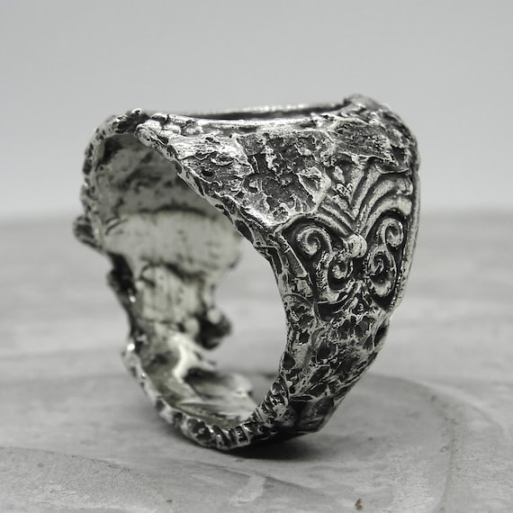 History Ring unusual Ring With a Unique Texture of Molten Silver