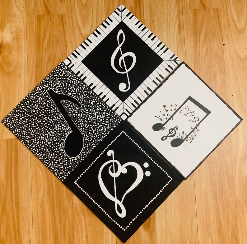 Download Music notes canvas painting set of 4 Painting Art ...