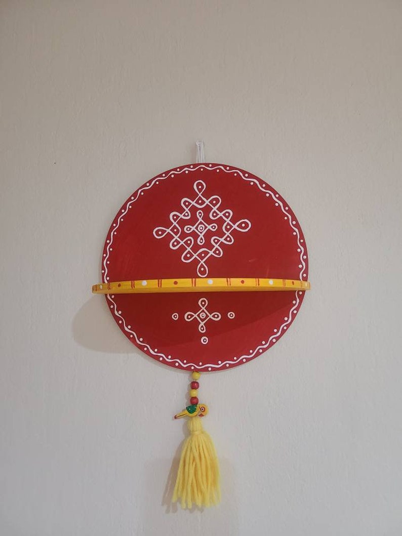 Indian Kolam Design Wooden Wall Hanging/diya Holders Set of Etsy