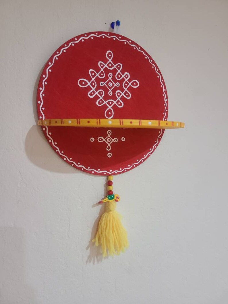 Indian Kolam Design Wooden Wall Hanging/diya Holders Set of Etsy