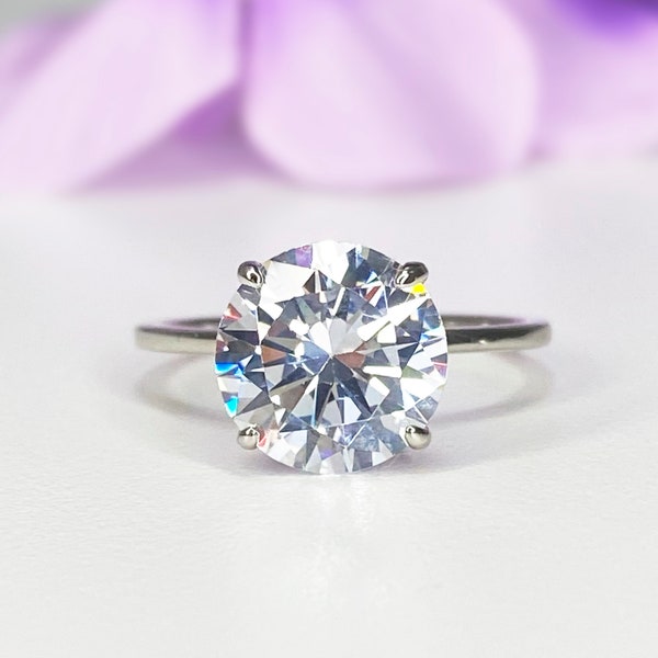 3.5ct Round Cut Ring for Her, Round Solitaire Ring CZ Engagement Ring. Brilliant Cut Wedding Ring Gift for her, Round Cut Promise Ring