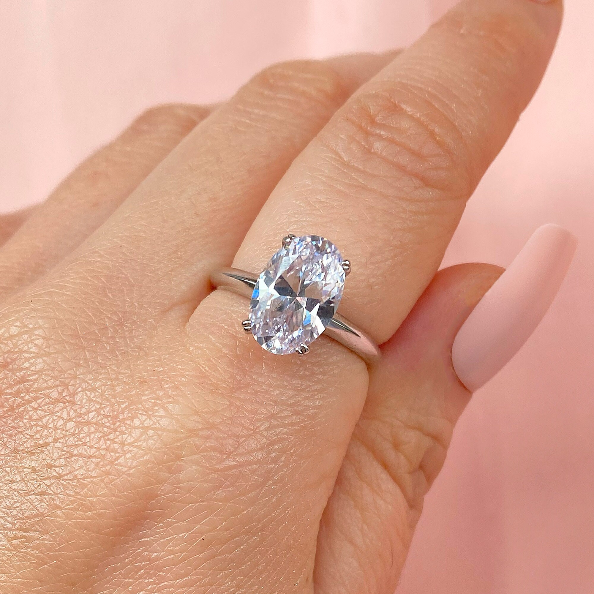 Fake oval engagement clearance rings