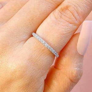 2mm CZ Full Band • Sterling 925 Stacker • All‑Around Stone Wedding Band