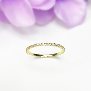 1.5mm Gold Eternity Ring – CZ, 925 Silver, Stackable & Dainty