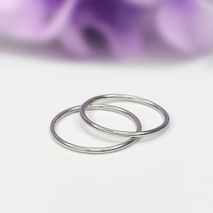 Dünner Ring Silber Damen 925 Silber, super dünner 1 mm Silberring, Stapelring, Minimal Ring Ring für Sie, Stapelbare Silberringe