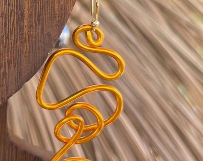 Abstract Honey Orange Wire Earrings