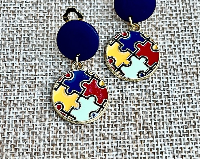 Blue Autism Earrings (CLIP ON)