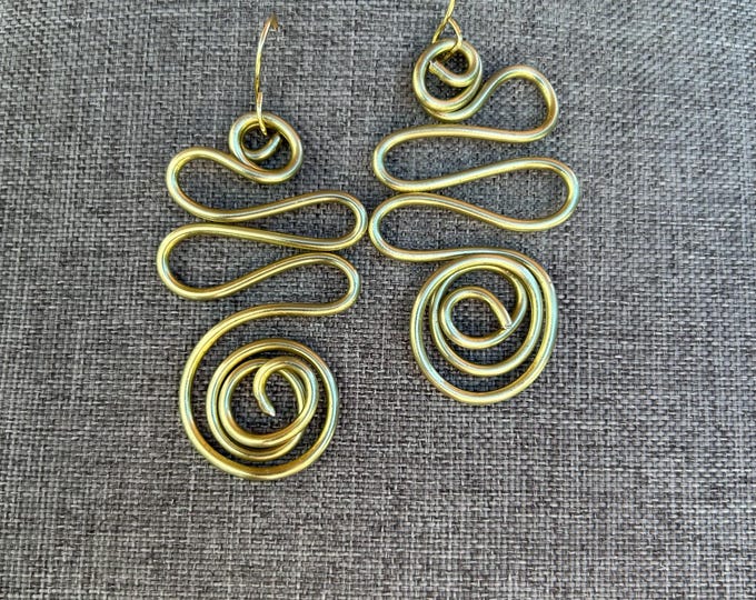 Abstract Gold Wire Earrings