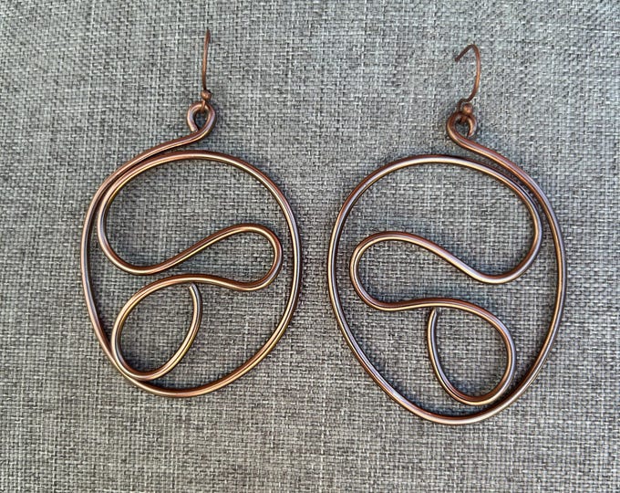 Abstract Brown/Bronze Wire Earrings