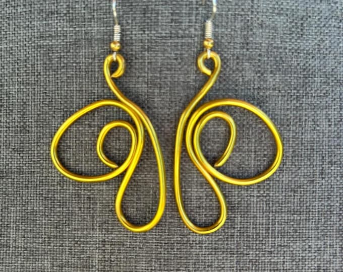 Abstract Marigold Yellow Wire Earrings