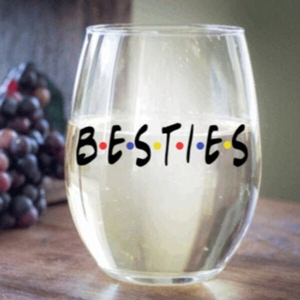 Personalized wine glass, Bestie birthday gift, BFF gift, Friends tv show themed gift, Best friend birthday gift, F.R.I.E.N.D.S