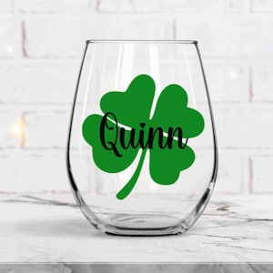Four Leaf Clover  St. Patrick's Day Stemless Wine Tumbler - About to POP!