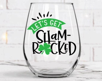 6 Personalised 4 Leaf Clover St Patrick’s Day Theme Wine Glass Charms Gift Party