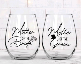 Mother of the bride wine glass gift, mother of the groom wine glass gift