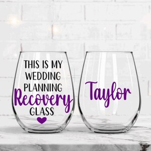 Wedding planner gift, bachelorette gift idea, gift for bride, bridal shower gift, gift for wedding planner, personalized wine glass gift