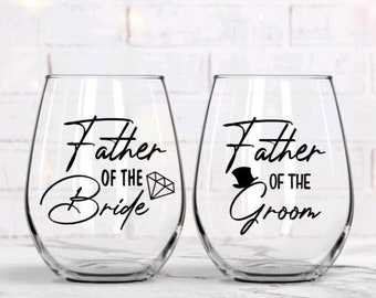 Father of the bride wine glass gift, father of the groom wine glass gift