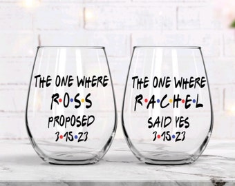 Personalized Engagement Wine Glasses, Just Engaged, Newly Engaged Gifts, Engagement Gift for the Couple, Just Engaged, Engagement party