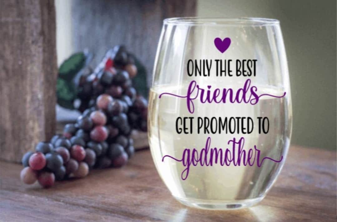 Godmother Wine Tumbler - 'Only The Best Friends' 12oz Stainless Steel Cup With Lid & Straw