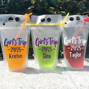 Adult Drink Pouches Personalized, Girls Trip, Girls Weekend, Booze Bags, Girls Trip Gifts, Girls Trip Cups, Beach Trip, Girls getaway