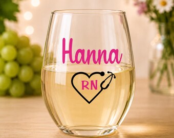 Nurse wine glass gift, RN graduate gift, LPN gift,  Nurse appreciation gift, Nurse graduation gift for her, Nursing school gift