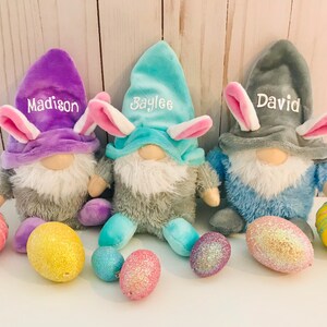 Personalized Easter bunny gnome, Easter basket stuffer, Easter basket filler, Easter gift for kids, Easter gift for boys