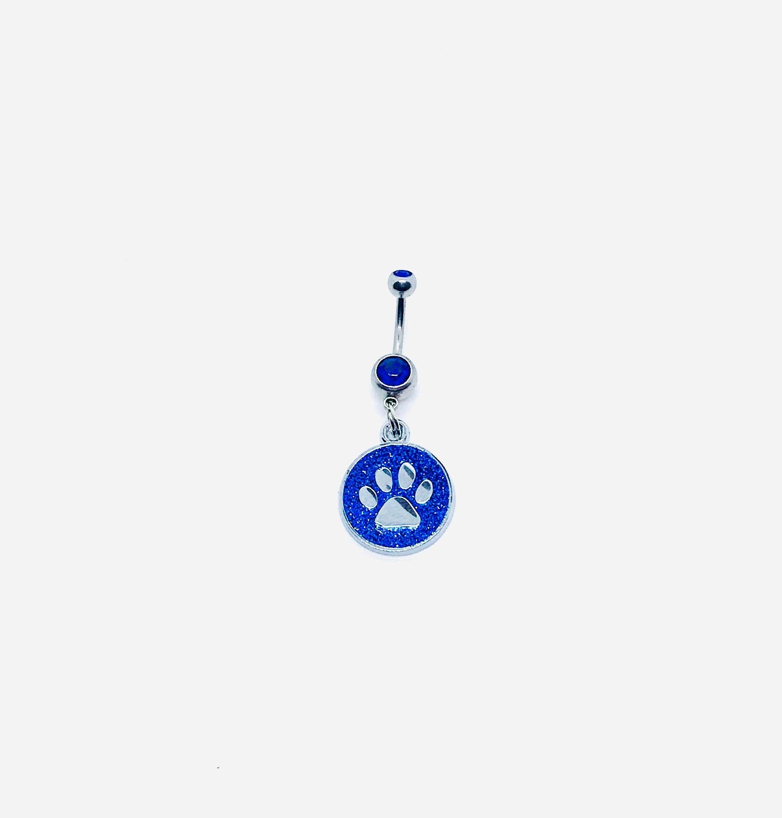 Blue Paw Print Belly Bar Navel Piercing Jewellery Etsy Canada