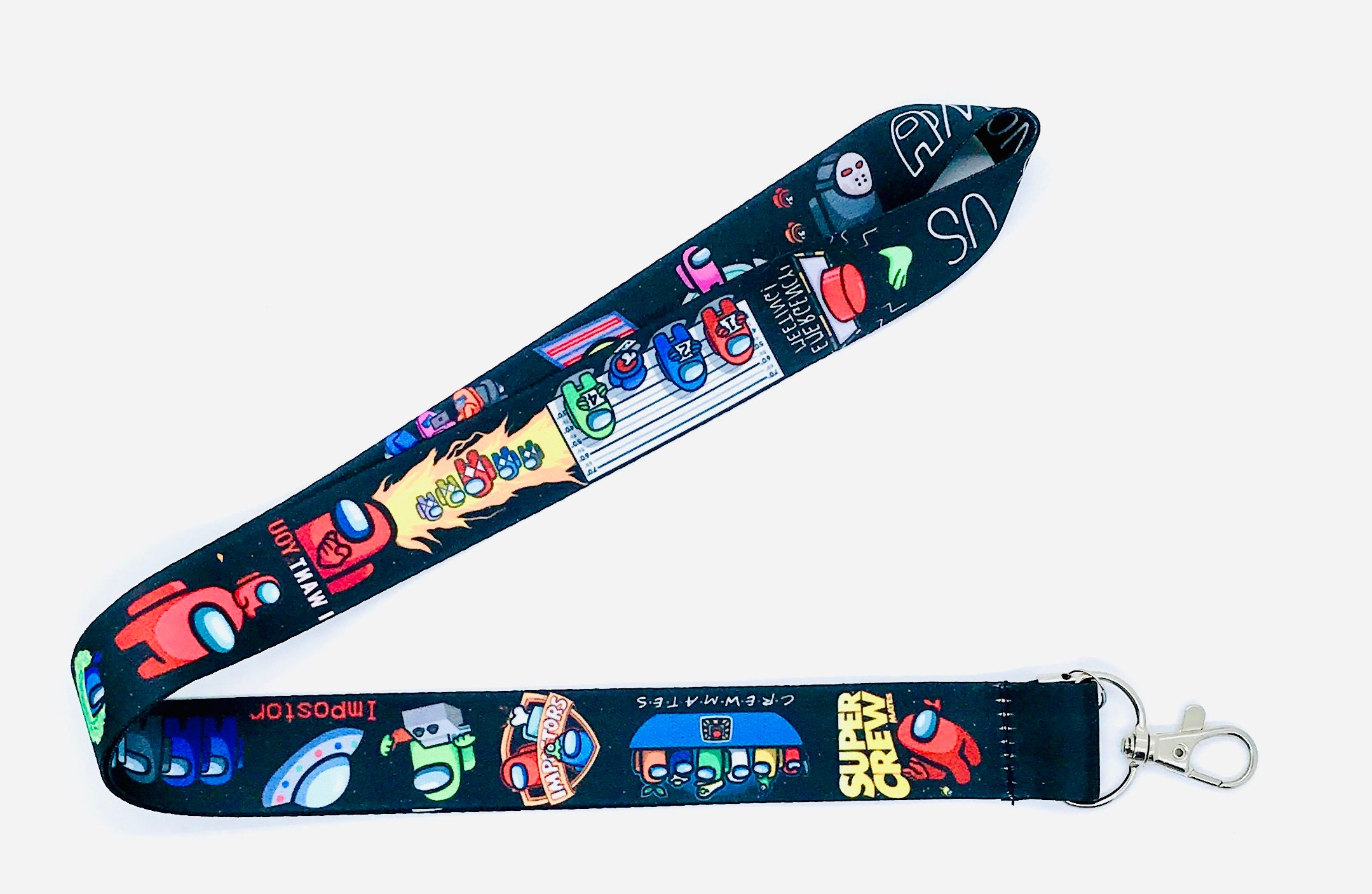 Among Us Gaming Lanyard Black Etsy
